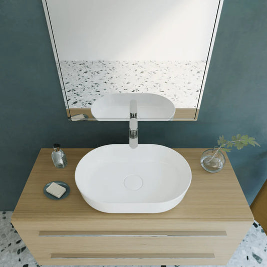 حوض تايتن فوق الرخامة / فوق سطح أفقى  بدون فايظ وبدون فتحة للخلاط مقاس 60 × 40 سم من ساني بيور