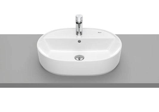 حوض جاب فوق سطح أفقى مقاس 55 × 40 × 13 سم بالفايظ و بعمق 11 سم اللون ابيض من روكا