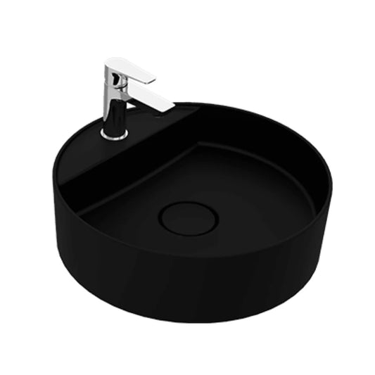حوض فوق سطح أفقى تايتن بفتحة للخلاط مقاس 48 سم اللون أسود من ساني بيور